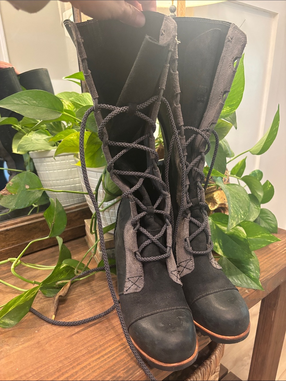 Sorel Black Lace-Up Suede & Leather Women's Boots